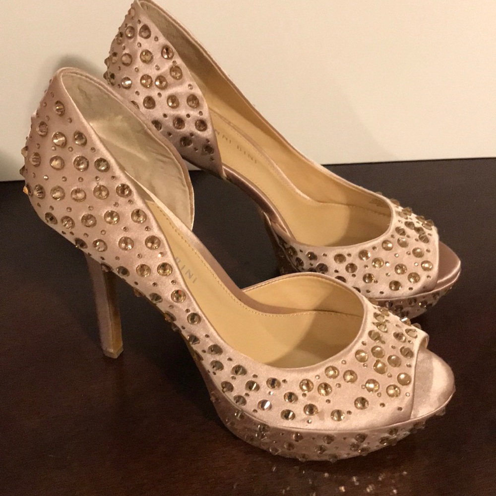 NIB Gianni Bini Gold Taupe D’Orsay Platforms
